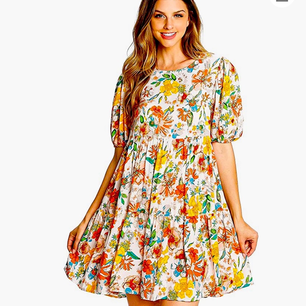 Flying Tomato Free Market Floral Print Babydoll Dress
